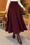 Beli Lastikli Kloş Basic Etek Mürdüm