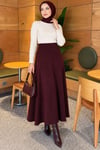 Beli Lastikli Kloş Basic Etek Mürdüm