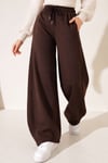 Beli Lastikli Oversize Pantolon Kahve