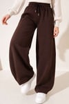 Beli Lastikli Oversize Pantolon Kahve
