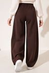 Beli Lastikli Oversize Pantolon Kahve