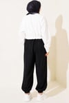Bilek Lastikli Cepli Şalvar Pantolon Siyah
