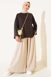 Bisiklet Yaka Basic Loyşa Tunik Kahve
