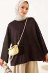 Bisiklet Yaka Basic Loyşa Tunik Kahve