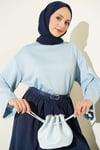 Bisiklet Yaka Basic Loyşa Tunik Mavi