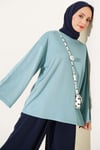 Bisiklet Yaka Basic Loyşa Tunik Petrol