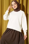 Bisiklet Yaka Basic Tunik Beyaz