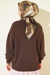 Bisiklet Yaka Basic Tunik Kahve