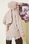 Bisiklet Yaka Etek Ucu Dantelli Tunik Bej