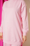 Bisiklet Yaka Şeritli İkili Takım Pembe