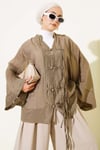 Brit Düğmeli Oversize Kimono Haki