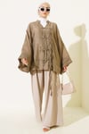 Brit Düğmeli Oversize Kimono Haki