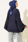 Brit Düğmeli Oversize Kimono Lacivert
