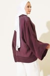 Brit Düğmeli Oversize Kimono Mürdüm