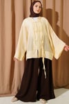 Brit Düğmeli Oversize Kimono Sarı