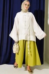 Brit Düğmeli Oversize Kimono Taş