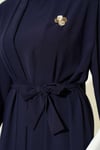 Broş Aksesuarlı Abaya Takım Lacivert