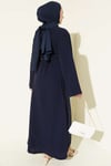 Broş Aksesuarlı Abaya Takım Lacivert