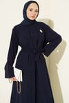 Broş Aksesuarlı Abaya Takım Lacivert