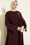 Broş Aksesuarlı Abaya Takım Mürdüm