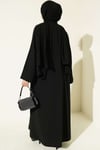 Broş Aksesuarlı Abaya Takım Siyah