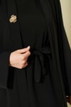 Broş Aksesuarlı Abaya Takım Siyah
