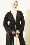 Büzgü Detaylı Katlı Abaya Takım Taş