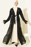 Büzgü Detaylı Katlı Abaya Takım Taş