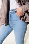 Cepli İspanyol Paça Kot Pantolon Açık Mavi