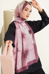 Çiçek Desen Detaylı Bambu Kraş Şal Magenta