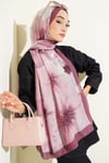 Çiçek Desen Detaylı Bambu Kraş Şal Magenta