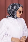 Çiçek Desen Eşarp Serisi Siyah