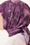Çiçek Desenli Bambu Kraş Eşarp Magenta