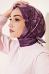 Çiçek Desenli Bambu Kraş Eşarp Magenta