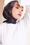 Çiçek Desenli Bambu Kraş Eşarp Siyah Kahve