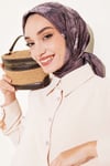 Çiçek Desenli Bambu Kraş Eşarp Vizon