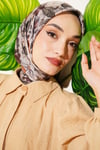 Çiçek Desenli Soft Eşarp Haki