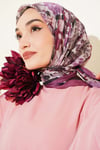 Çiçek Desenli Soft Eşarp Magenta