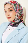 Çiçek Desenli Soft Eşarp Siyah Bej