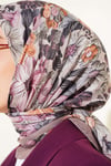 Çiçek Desenli Soft Eşarp Vizon
