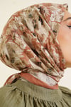 Çiçekli Bambu Kraş Eşarp Camel