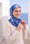 Çiçekli Eşarp Serisi Lacivert