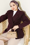 Çift Düğmeli Basic Blazer Ceket Mürdüm