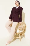 Çift Düğmeli Basic Blazer Ceket Mürdüm