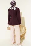 Çift Düğmeli Basic Blazer Ceket Mürdüm