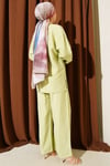 Çift Düğmeli Kimono İkili Takım Çağla Yeşili