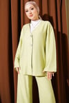 Çift Düğmeli Kimono İkili Takım Çağla Yeşili