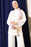 Çift Düğmeli Kimono İkili Takım Ekru