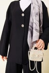Çift Düğmeli Kimono İkili Takım Siyah