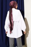 Çizgi Dikişli Oversize Düşük Kol Gömlek Ekru